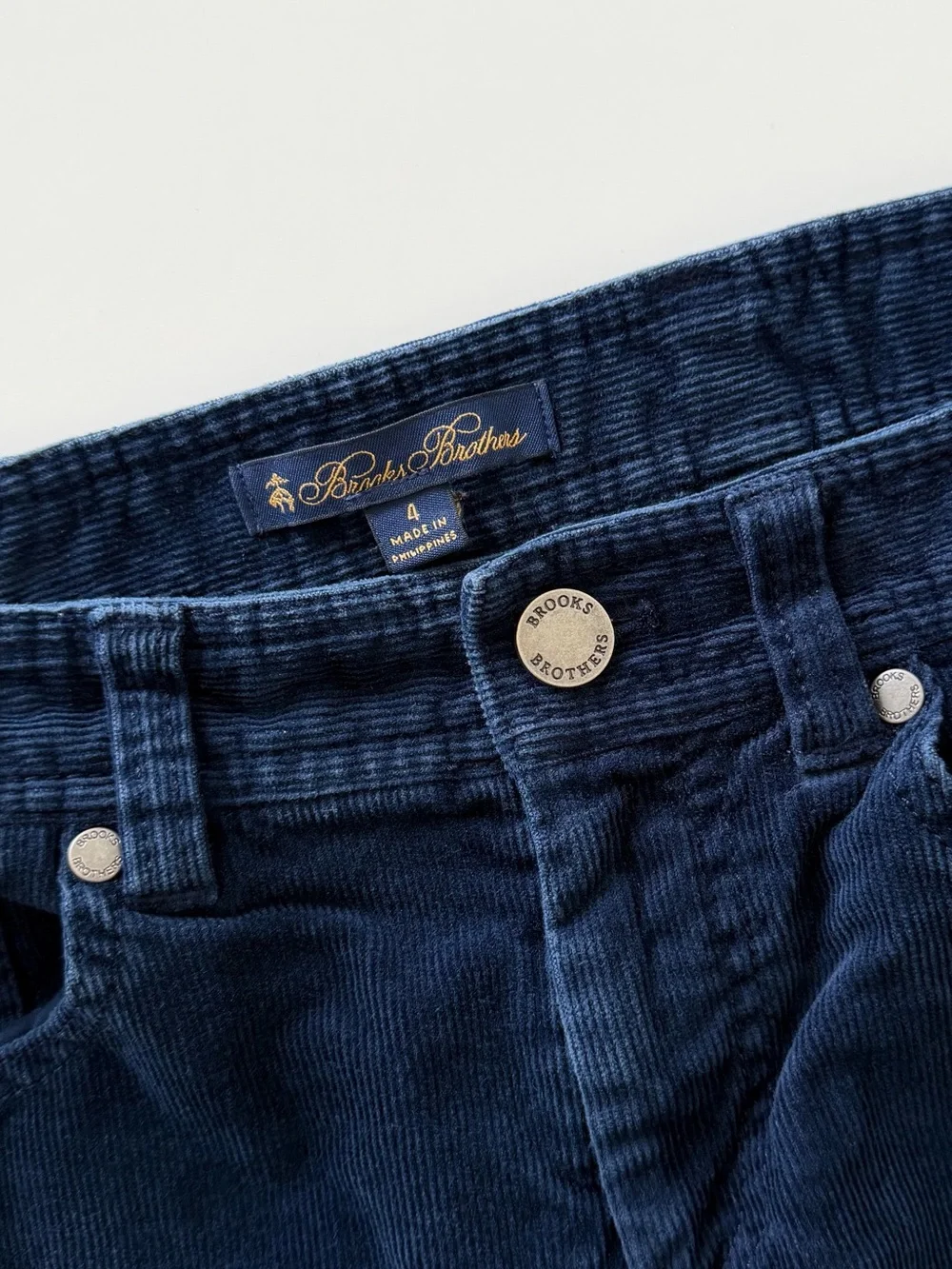 Brooks Brothers Navy Corduroy Pants US 4 Slim Straight Mid Rise Quiet Luxury - Picture 7 of 15